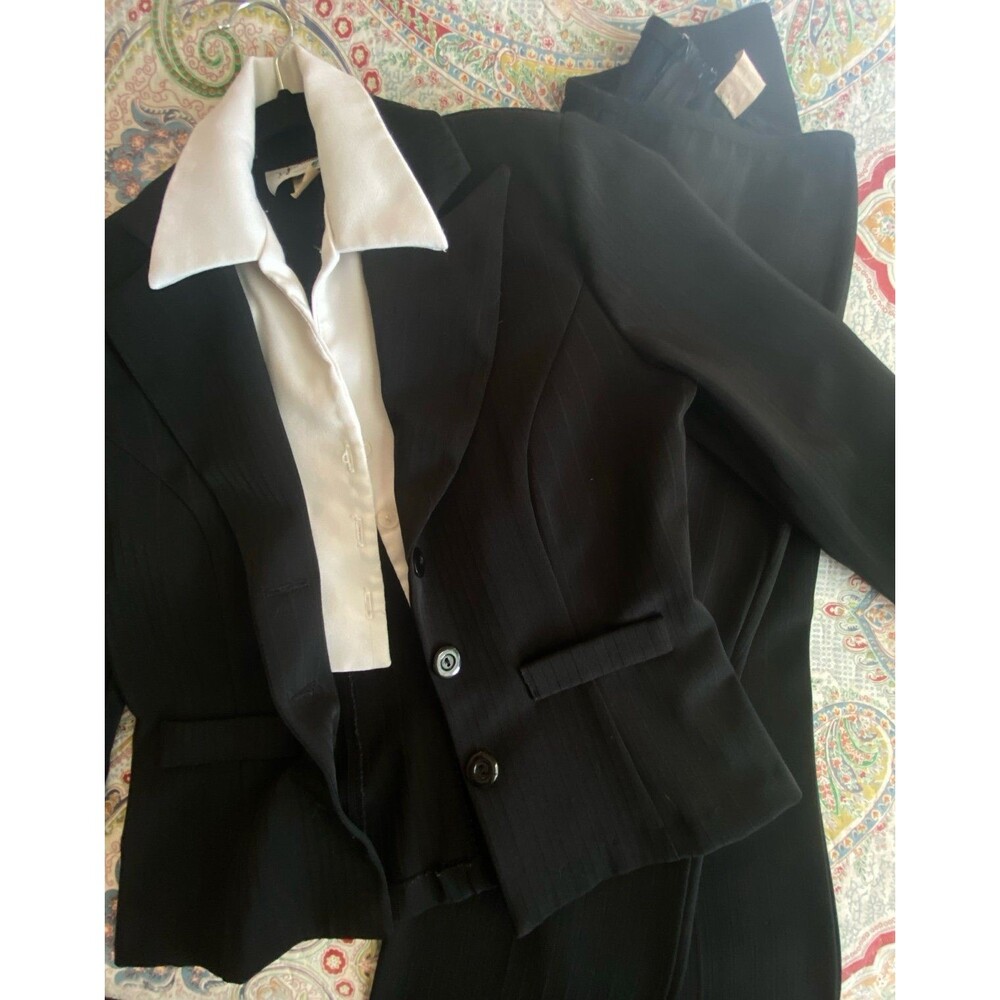 DJ SUMMERS 2 Piece white & black Jacket + Pant Suit Women's Size 6P VINTAGE